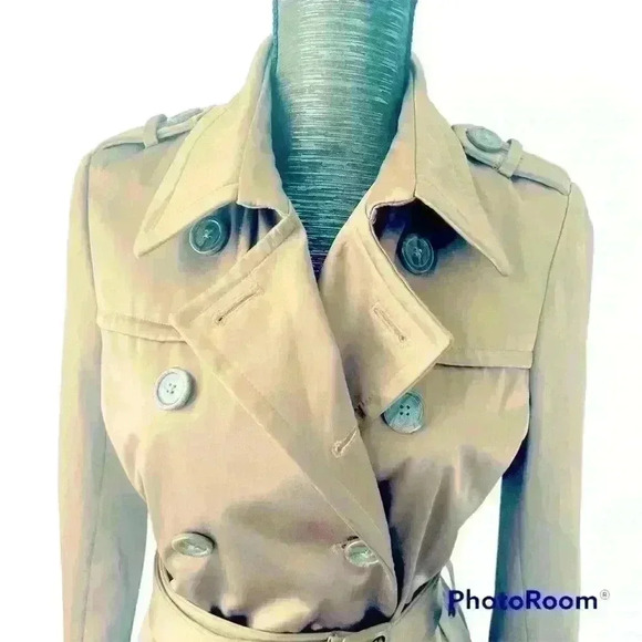 BURTON BY LONDON BEIGE DOUBLE BREAST MID LENGHT TRENCH SIZE 40 - Picture 6 of 16